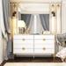 White and Gold Bedroom Dresser - Elegant 8-Drawer Storage Unit Chest