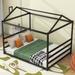 Modern Queen Size Bed Frames Metal House Shape Platform Bed with Headboard and Footboard, No Box Spring Needed