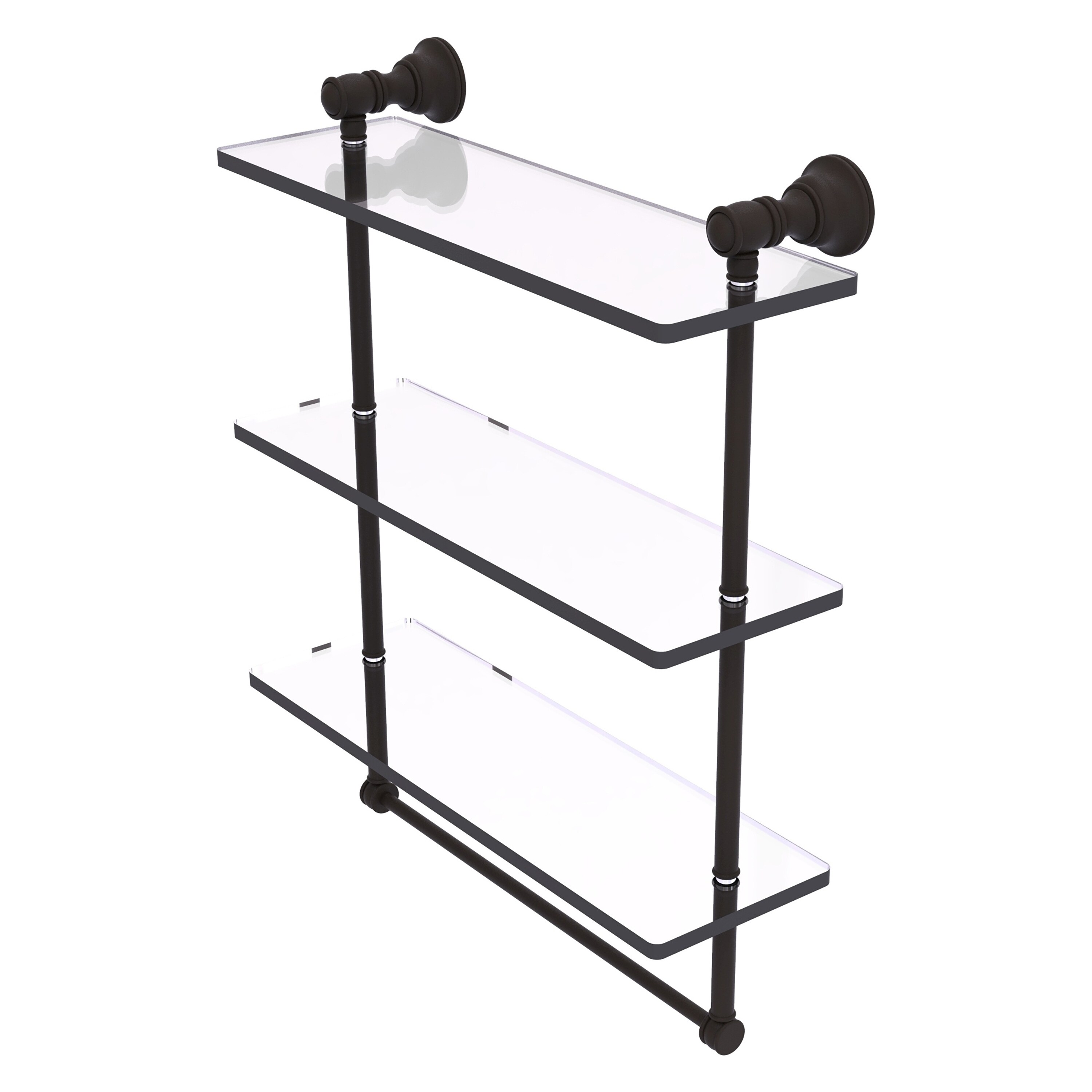 Allied Brass Carolina Collection 16 Inch Triple Glass Shelf with Towel Bar