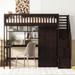 Twin Stairway Loft Bed w/ Wardrobe, Desk, Bookshelf&Drawers, Espresso