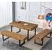 3-Piece Dining Table Set for 4 People, 59" Kitchen Table Set with 2 Bench, Dining Room Table with Heavy-Duty Frame