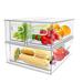 3 P Refrigerator Organizer Bins with Pull-out Drawer Stable Clear Fridge Drawer Organizer Fruit Vegetable Storage Containers