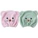 2Pack Cute Microfiber Hair Towel Wrap Pink&Green Hair Towel Cap Quick Drying Bath Hair Hat Soft Hair Turban Towel Absorbent Hair Drying Towel for Girls