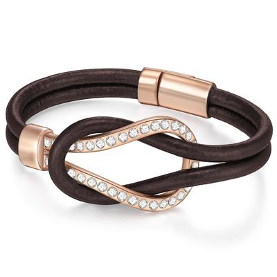 Lulu & Jane Armband Echtleder Glas braun Damen Image