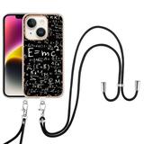 for iPhone 15 Crossbody Strap Phone Case Anti-Fall Pattern Clear Design Transparent Soft & Flexible TPU Drop and Shockproof Protective Cover with Adjustable Nylon Neck Strap Equation