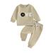 aturustex Baby 2 Piece Cute Outfit Plush Letter Embroidery Sweatshirt and Pants