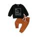 Toddler Boys Halloween Outfits Pumpkin Letter Print Sweatshirts Pants