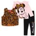 Disney Minnie Mouse Infant Baby Girls Vest T-Shirt and Leggings 3 Piece Outfit Set Brown / Pink / Black 18 Months