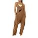 Brnmxoke Lightning Deals 2023 Womens Rompers Clearance Jumpsuits for Women Casual Summer Rompers Sleeveless Loose Spaghetti Strap Baggy Overalls Jumpers with Pockets 2023