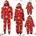 WREESH Christmas Family Pajamas for Men Snowflake Jumpsuits Deer Horn Hooded Onesie Family Parent-Child Pajamas Set Lightweight Long Sleeved Zipper Romper Loungewear Red