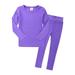 FRSASU Kids Clothing Clearance Children Kids Pure Long Sleeve Knit Pajamas Sleepwear Outfits Set Purple 130(5-7Years)