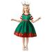 Kids $10 Under Girls Christmas Dress Elf Satin Green Dress for Girls Fancy Christmas Dress Up Birthday Party Gown Casual Dresses Save Big