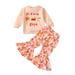 Toddler Boys Girls Fall Outfits Long Sleeve Cartoon Cakes Cookies Prints Tops Pants 2Pcs Clothes Baby Clothing Sets Pink 90