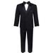 Boys 5 Piece Tuxedo Set - Includes Formal Jacket Pants Shirt Vest & Bow Tie - Black 2T