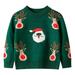 ASFGIMUJ Girls Sweaters Boys Girls Winter Long Sleeve Christmas Cartoon Deer Knit Sweater Base Warm Sweater For Children Clothes Knitted Sweater Green 5 Years-6 Years