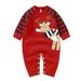 ASFGIMUJ Toddler Girl Sweater Boy Girl Christmas Deer Knitted Sweater Baby Jumpsuit Romper Cotton 1 Piece Xmas Outfits Clothes Knitted Cardigan Red 0 Months-3 Months