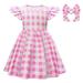 Toddler Outfits For Girls Boys Winter Pink Gingham Dress Movie Kids Party Fancy Plaid Dressess With Plaid Hair Bow Set Neutral Baby Outfits Sets Pink 10 Years-11 Years