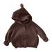 ASFGIMUJ Girls Sweaters Children S Hooded Knitwear 0 6 Years Old Fall Winter Boys Sweater Girls Solid Color Cardigan Baby Thick Coat Knitted Sweater Brown 12 Months-18 Months