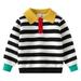 ASFGIMUJ Girls Sweater Fall Winter Autumn Children S Lapel Sweater Boys Striped Pullover Baby Sweater Knitted Sweater Black 5 Years-6 Years