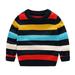 ASFGIMUJ Girls Sweaters Girls Boys Sweater Casual Stripe Prints Knitted Long Sleeve Outwear Top Sweater Knitted Sweater Black 2 Years-3 Years
