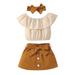 Ykohkofe Toddler Baby Girls Outfits&Set One Shoulder Top And Bow Half Skirt Summer Outdoor Casual Fashionable Suit Baby Outfits Baby Bodysuit Take Home Outfit baby clothes