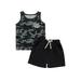 TheFound 2Pcs Baby Boy Summer Outfits Camouflage Tank Tops + Shorts Set