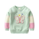 ASFGIMUJ Toddler Girl Sweater Boys Girls Winter Long Sleeve Flower Butterfly Embroidery Beaded Knit Sweater Warm Sweater For Children Clothes Knit Sweater Green 6 Years-7 Years