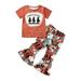 Toddler Girl 2Pcs Western Outfits Hat/Cowboy T-Shirt + Bell Bottoms