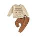 Peyakidsaa Newborn Baby Halloween Clothes Letter Print Sweatshirt and Pants