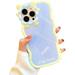 Compatible with iPhone 13 Pro Max Aesthetic Phone Case for Women Curly Wave Phone Case for iPhone 13 Pro Max Cute Case for Girls Kawaii Cartoon Case for iPhone 13 Pro Max Blue