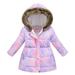 IROINNID Winter Coat for Kids Floral Print Thick Zip Up Jacket Warm Windproof Hooded Coat Outerwear Purple