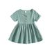 jxxiatang Baby Girls Summer Dresses Short Sleeve Round Neck Button Down Dresses