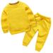 JWZUY 12Months-12Years Toddler Boy Girl Solid Sweatsuit Clothes Set Fall Winter Outfits Crewneck Sweatshirt and Jogger Pants Set Yellow Months