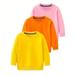 BERANMEY 3Pcs Girls Solid Color Long Sleeve Sweatshirt Loose Casual Pullover For Autumn Winter Oversized Sweatshirts for Girls Loose Fit Soft Cotton Fall Sweatshirt 1-5T
