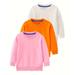 BERANMEY 3Pcs Girls Solid Color Long Sleeve Sweatshirt Loose Casual Pullover For Autumn Winter Oversized Sweatshirts for Girls Loose Fit Soft Cotton Fall Sweatshirt 1-15T