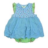 Pre-owned Matilda Jane Girls Blue Bugs | Green Polka Dot Romper size: 12-18 Months