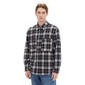 TOM TAILOR Denim Herren Relaxed Fit Fleecejacke mit Karo-Muster, black white classic check, S