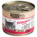 Sparpaket: 12x200g Dogs'n Tiger Adult Cat Schmaus Rind Katzenfutter nass