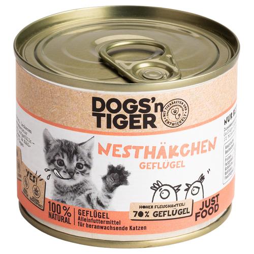 6x 200g Dogs'n Tiger Junior Cat Geflügel Katzenfutter nass