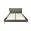 Lit avec matelas 2 places en tissu gris souris 160x200