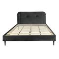 Lit avec matelas 2 places en velours gris foncé 160x200