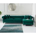 Chiswick Extra Large Green Velvet Right Facing Chesterfield Corner Chaise Sofa