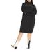 Plus Size Women's Sweater Dress With Sheer Panel by ELOQUII in Black Onyx (Size 22/24)