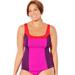 Plus Size Women's Chlorine-Resistant Square Neck Color Block Tankini Top by Swimsuits For All in Warm Colorblock (Size 8)