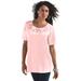 Plus Size Women's Eyelet Cutout Tee by Roaman's in Soft Blush (Size M)