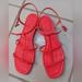 J. Crew Shoes | Jcrew Abbie Leather T-Strap Sandals In Neon Poppy | Color: Orange/Red | Size: 8