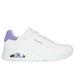 Skechers Women's Uno - Pop Back Sneaker | Size 10.0 | White/Purple | Synthetic/Leather/Textile