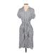 En Creme Casual Dress - Shirtdress: Gray Stripes Dresses - Women's Size X-Small