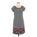 Max Studio Casual Dress - Shift Scoop Neck Short sleeves: Gray Color Block Dresses - Women's Size Medium