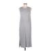 H&M Casual Dress - Midi Crew Neck Sleeveless: Gray Marled Dresses - Women's Size Medium
